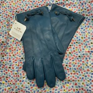 Coach Teal Leather Gloves